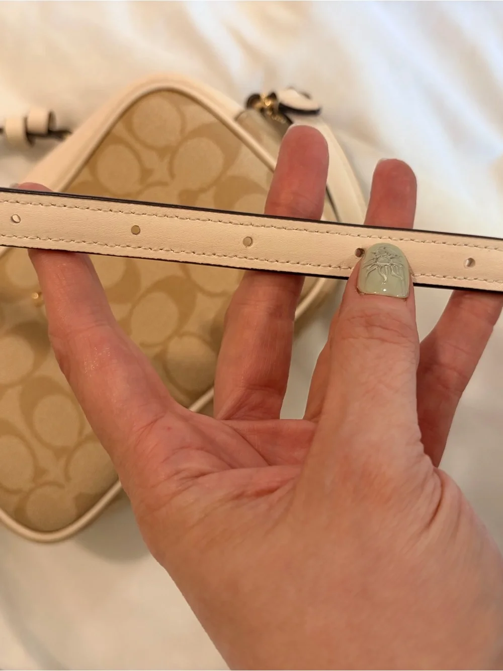 Coach Tan Signature Canvas Crossbody with Cream Trim
